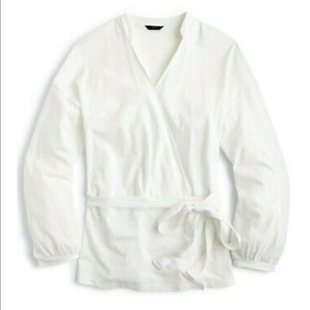 J. CREW White Wrap Top